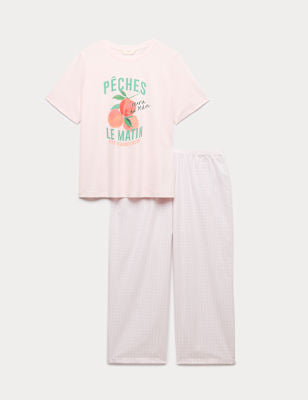 Pijama de manga corta y pantalón pescador