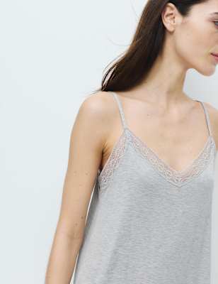 Camisola de tiros con borde de encaje