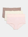 Pack 3 bragas de algodón de estilo short alta de talle