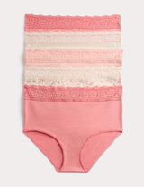 Pack 5 bragas altas FB estampadas con detalle encaje