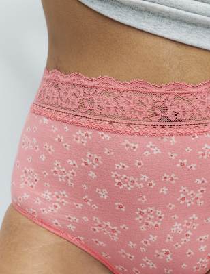Pack 5 bragas altas FB estampadas con detalle encaje