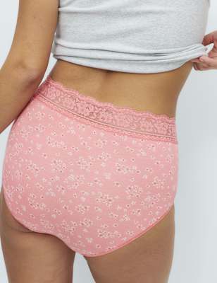 Pack 5 bragas altas FB estampadas con detalle encaje