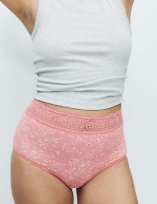 Pack 5 bragas altas FB estampadas con detalle encaje