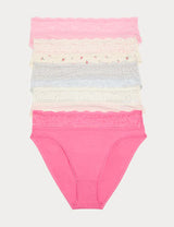 Pack 5 bragas altas HL estampadas con detalle encaje