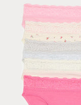 Pack 5 bragas altas HL estampadas con detalle encaje