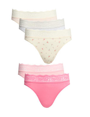 Pack 5 bragas altas HL estampadas con detalle encaje