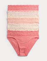 Pack 5 bragas altas HL estampadas con detalle encaje