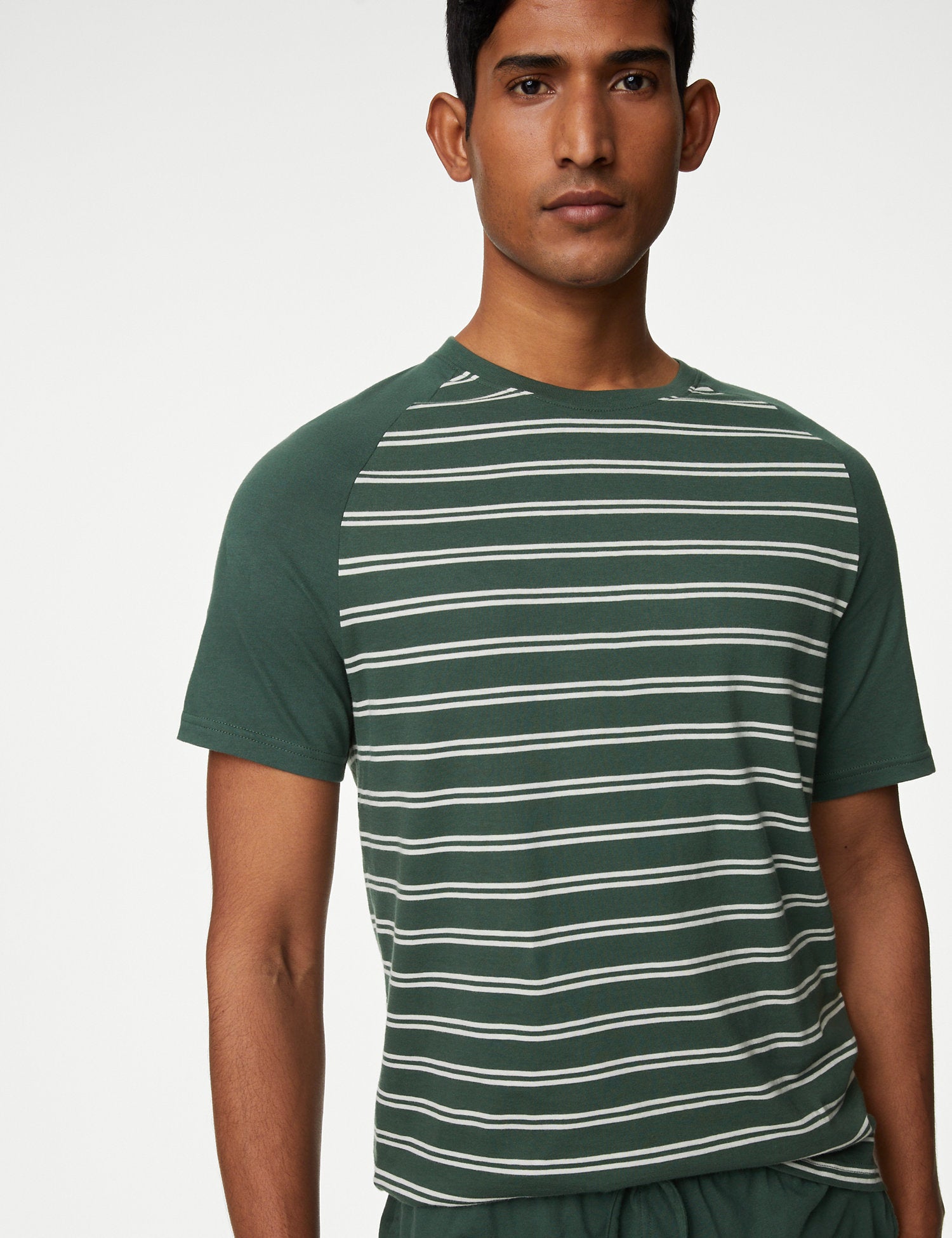 Pijama corto en punto camiseta a rayas