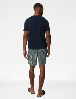 Pijama corto con pantalón de tela a cuadros