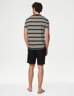 Pijama corto en punto camiseta a rayas