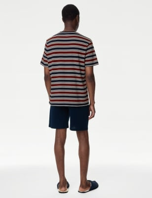 Pijama corto en punto camiseta a rayas