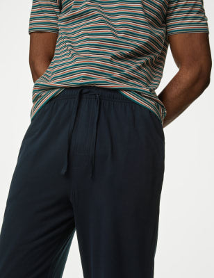 Pijama de punto con camiseta manga corta a rayas