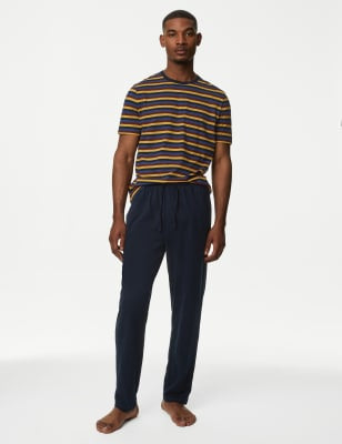 Pijama de punto con camiseta manga corta a rayas