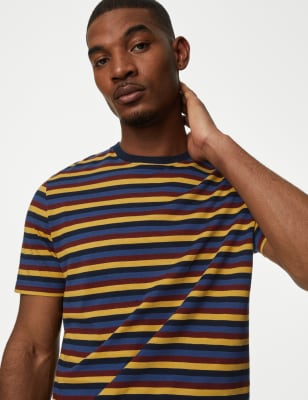 Pijama de punto con camiseta manga corta a rayas