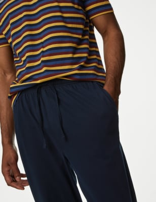 Pijama de punto con camiseta manga corta a rayas