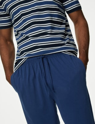 Pijama de punto con camiseta manga corta a rayas