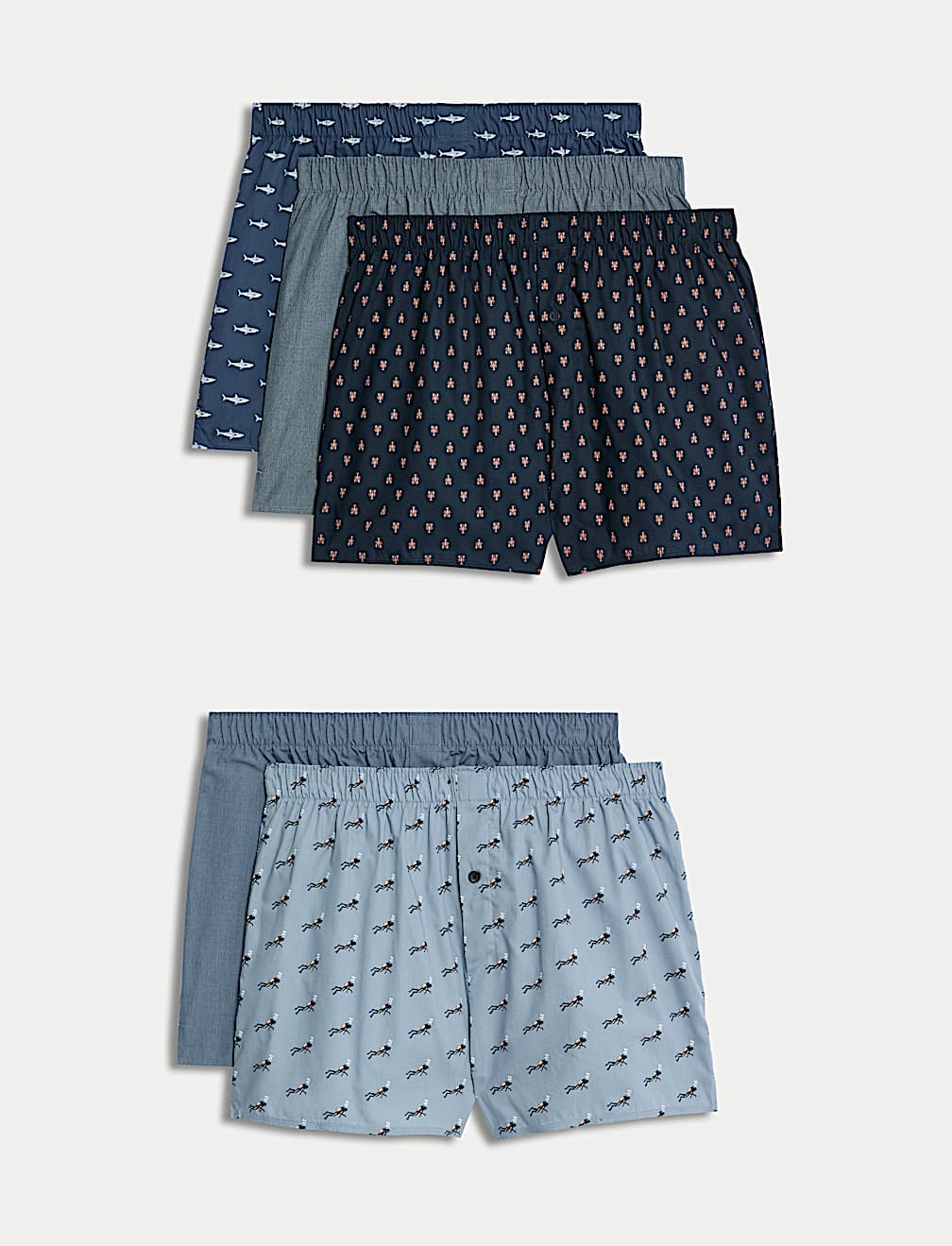 Pack de 5 boxers de tela diseño Sea