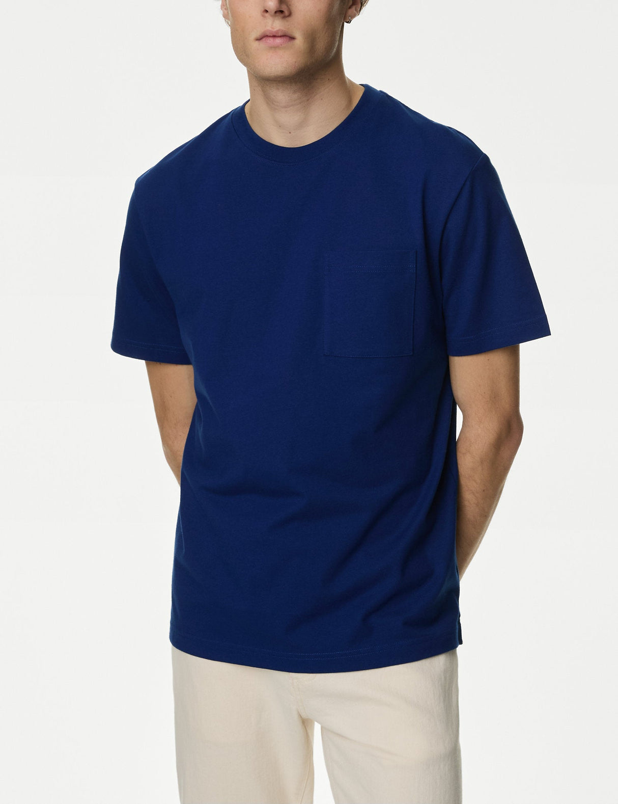 Camiseta de manga corta lisa con bolsillo