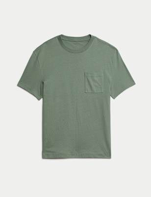 Camiseta de manga corta lisa con bolsillo