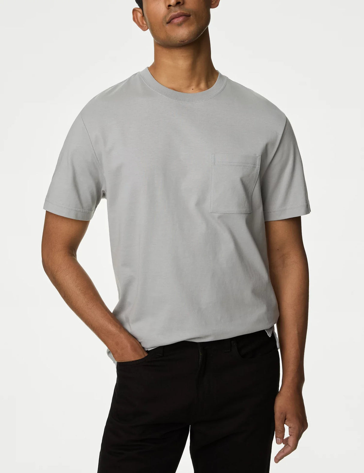 Camiseta de manga corta lisa con bolsillo