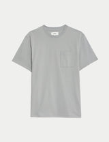 Camiseta de manga corta lisa con bolsillo