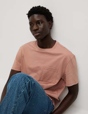 Camiseta de manga corta lisa con bolsillo