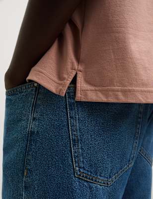 Camiseta de manga corta lisa con bolsillo