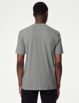 Camiseta cuello pico de manga corta lisa