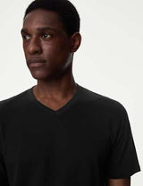 Camiseta cuello pico de manga corta lisa