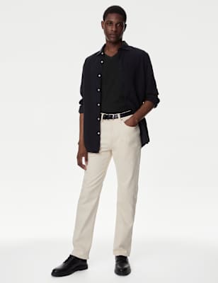 Camiseta cuello pico de manga corta lisa