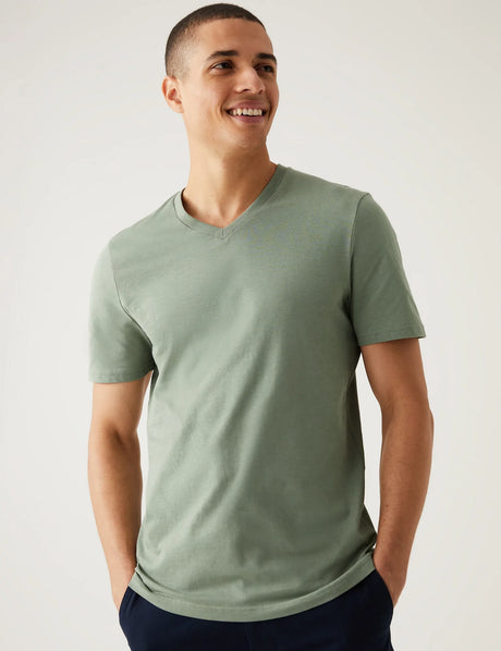 Camiseta cuello pico lisa manga corta
