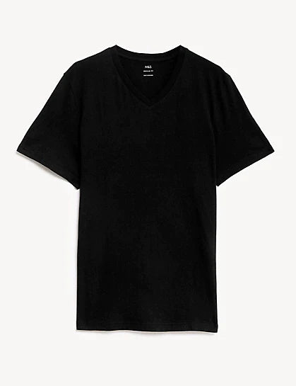 Camiseta cuello pico lisa manga corta