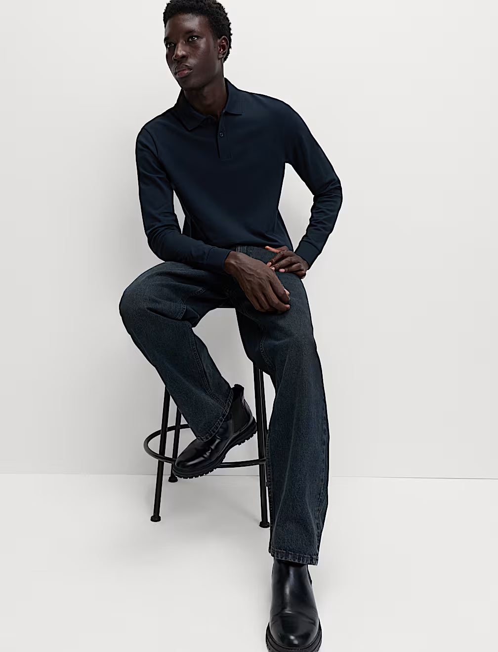 Polo de manga larga liso