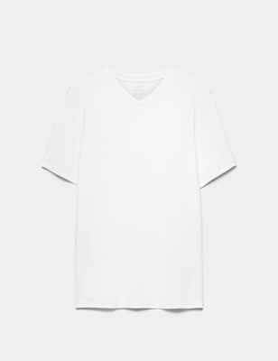 Camiseta lisa con cuello pico de manga corta