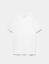 Camiseta lisa con cuello pico de manga corta