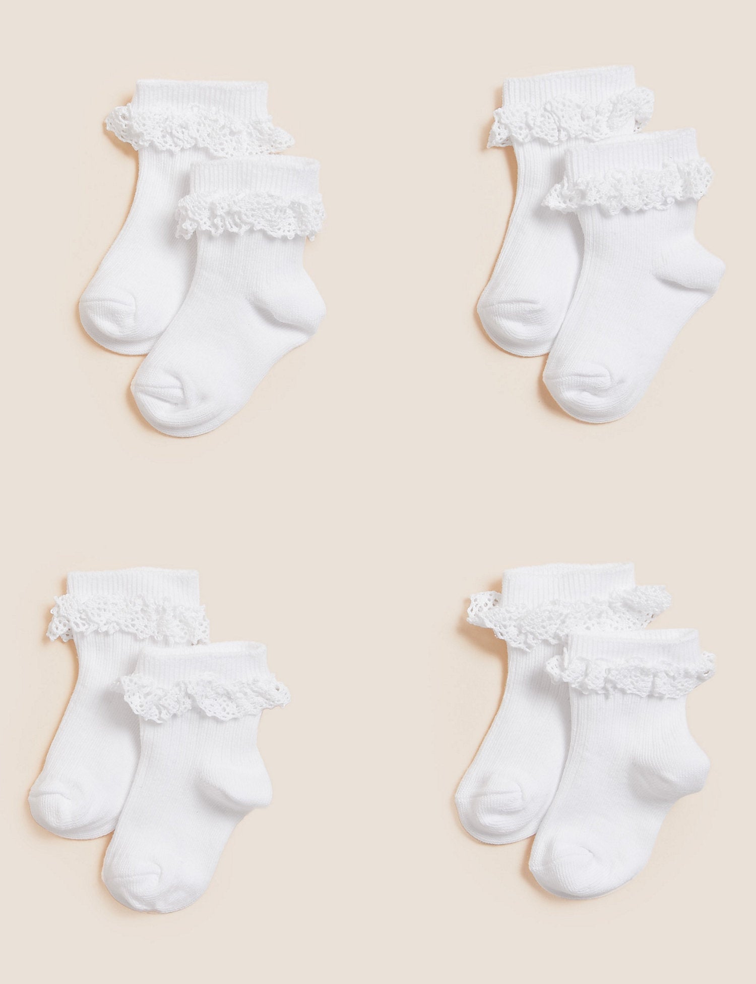 Pack de 4 pares de calcetines con volantes de organza