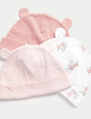 Pack de 3 gorritos de bebé diseño floral