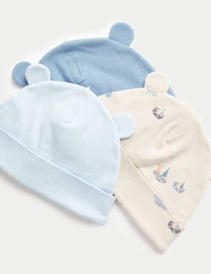 Pack de 3 gorritos de bebé diseño barquitos