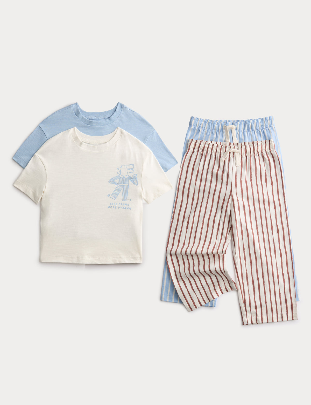 Pijama deniño de manga corta y pntalón de tela de rayas de niño