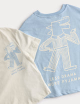 Pijama deniño de manga corta y pntalón de tela de rayas de niño