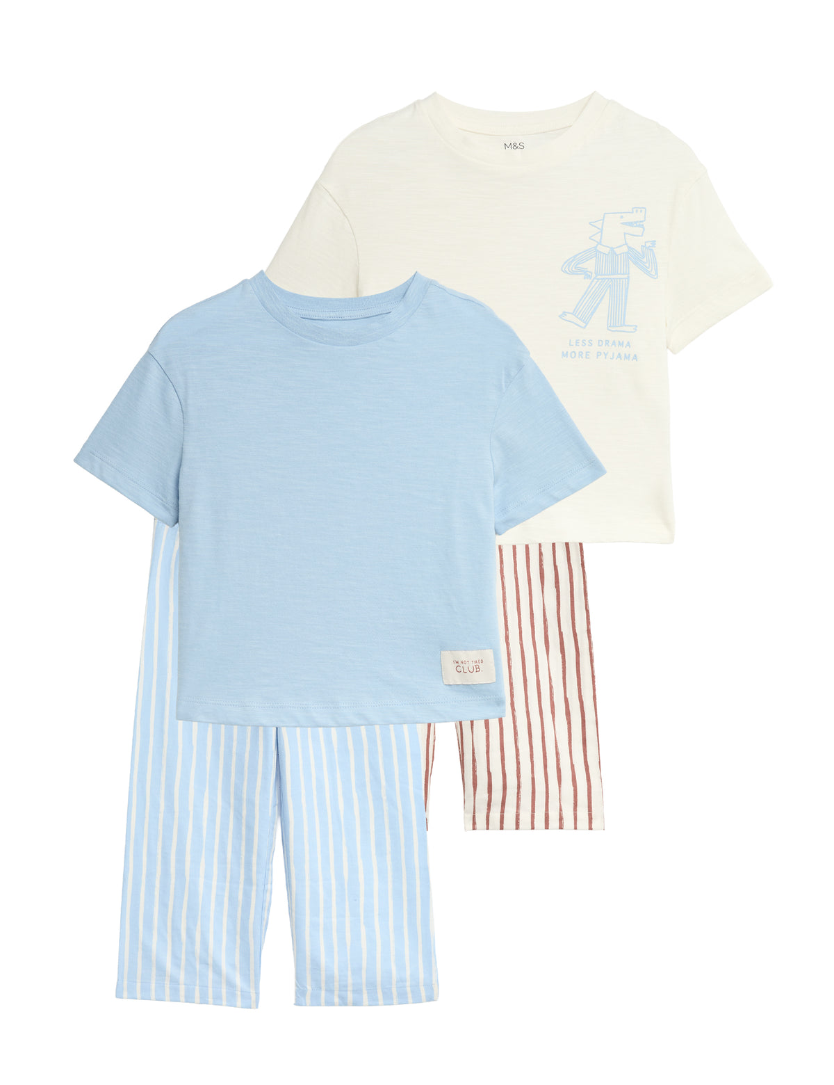 Pijama deniño de manga corta y pntalón de tela de rayas de niño