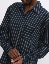 Camisola de manga larga abotonada de rayas
