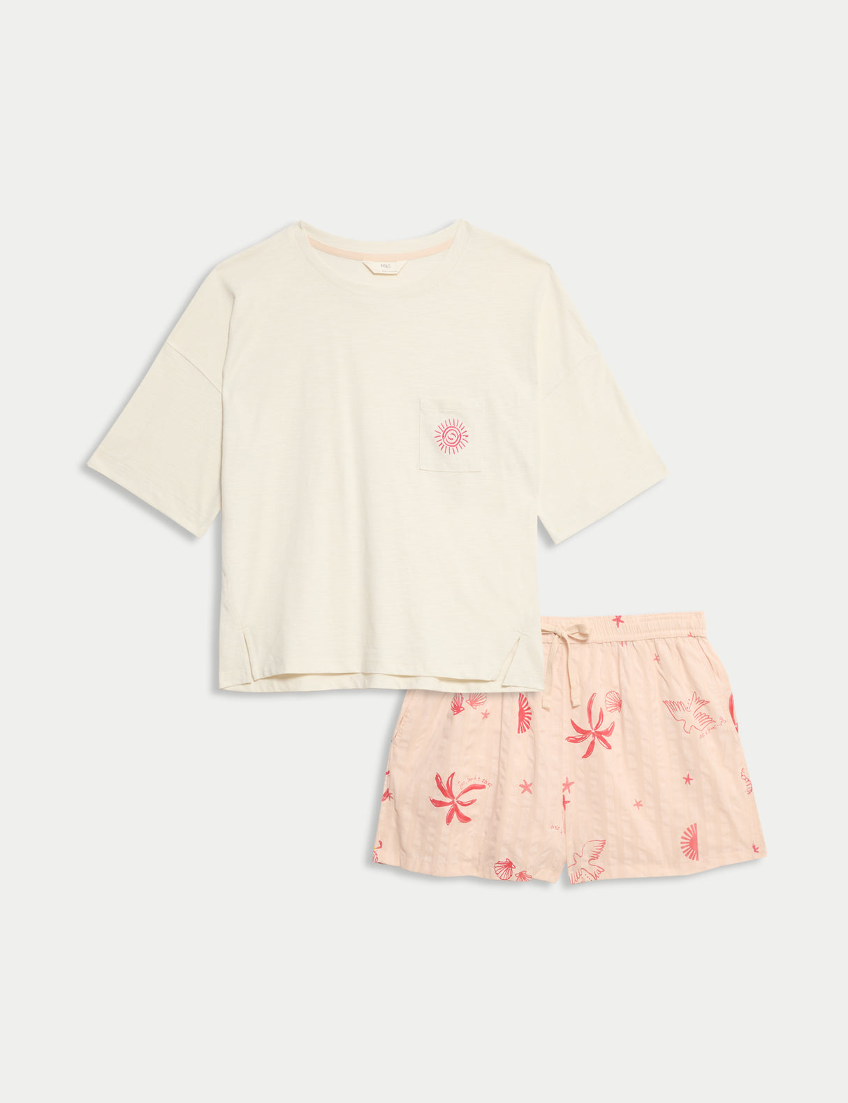 Pijama corto estampado de manga corta