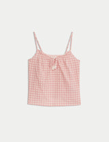 Parte alta de pijama de tiros con diseño de cuadritos