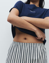 Pijama con top de punto de manga corta y pantalón en tela