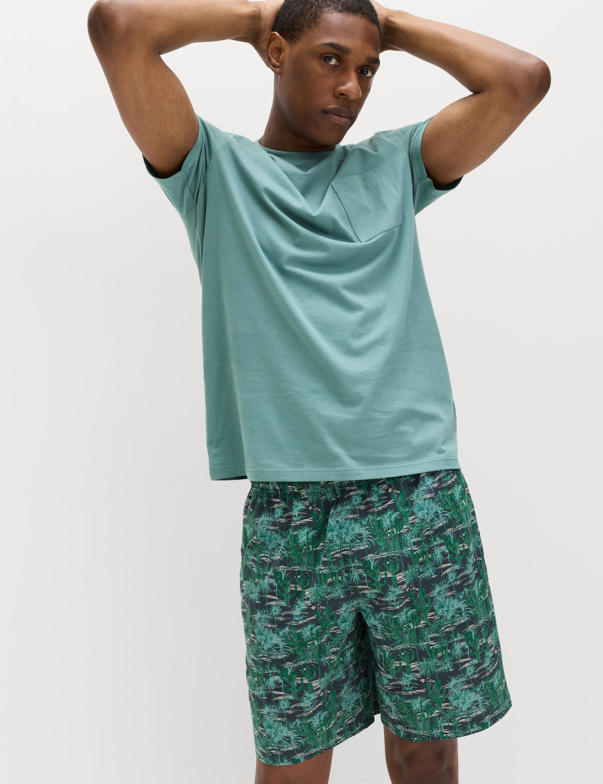Pijama corto de punto con diseño Cactus