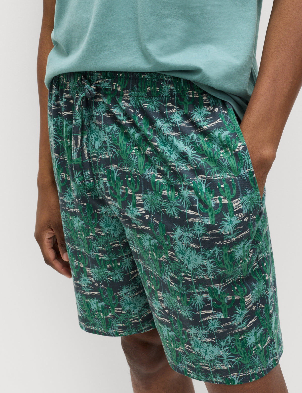 Pijama corto de punto con diseño Cactus