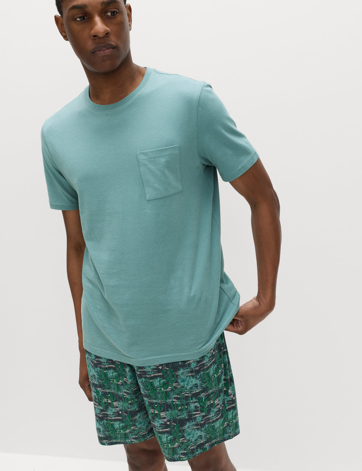 Pijama corto de punto con diseño Cactus