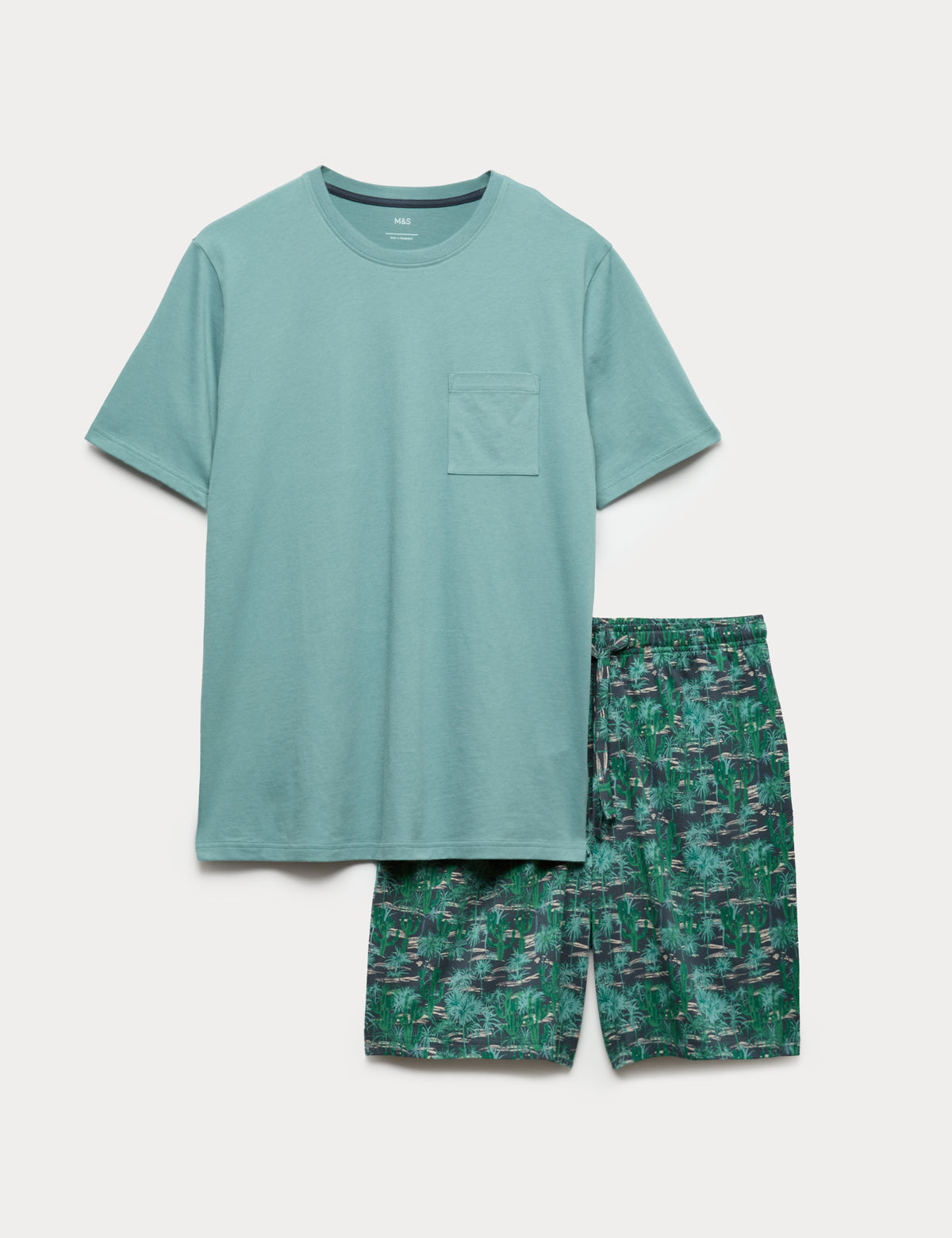 Pijama corto de punto con diseño Cactus