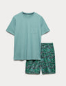 Pijama corto de punto con diseño Cactus